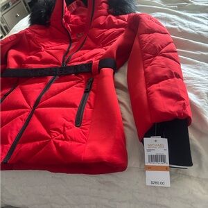 Michael Kors Vibrant Red Jacket with Black Details